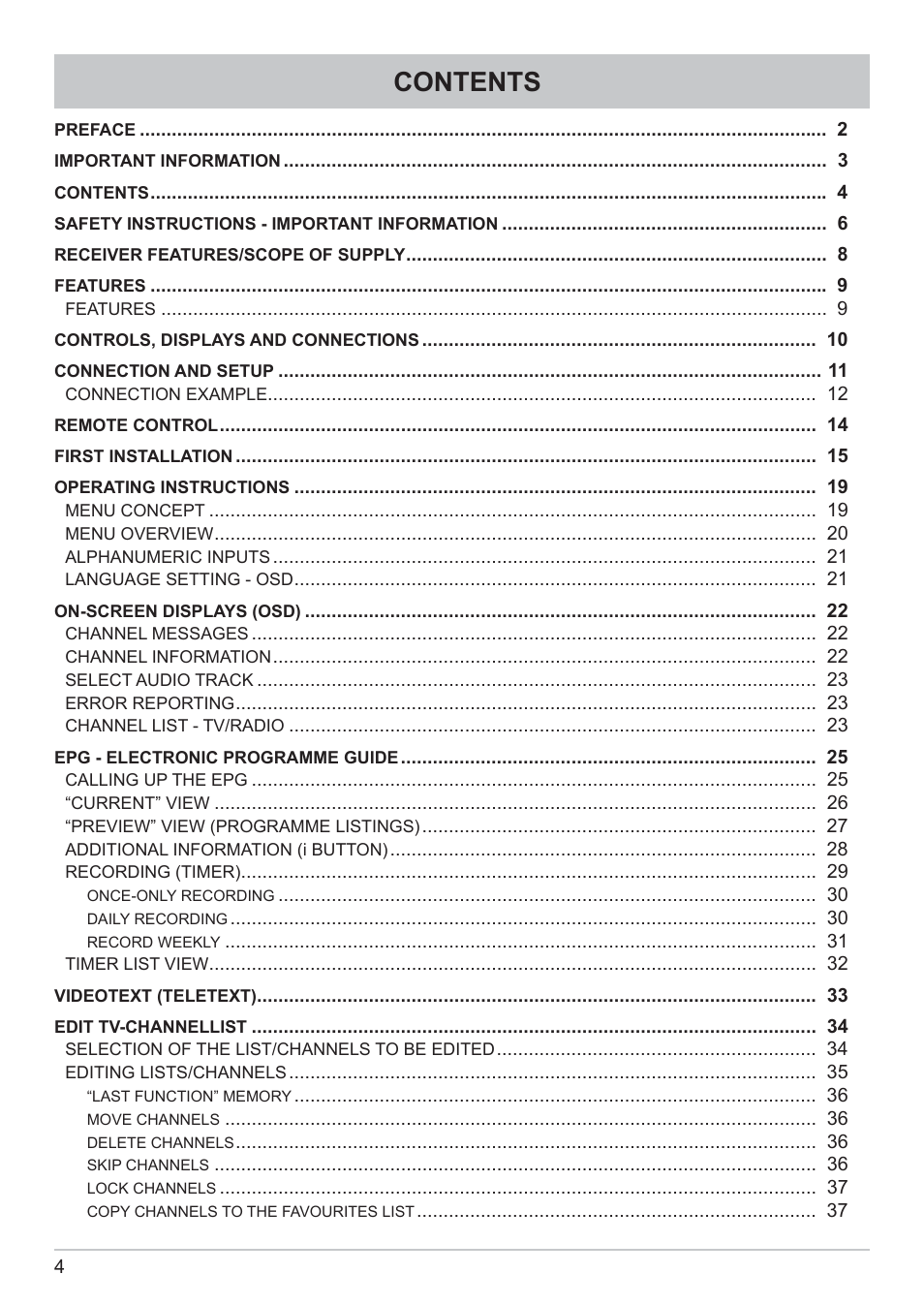 Kathrein DVB Cable Receiver UFC 662sw User Manual | Page 4 / 60