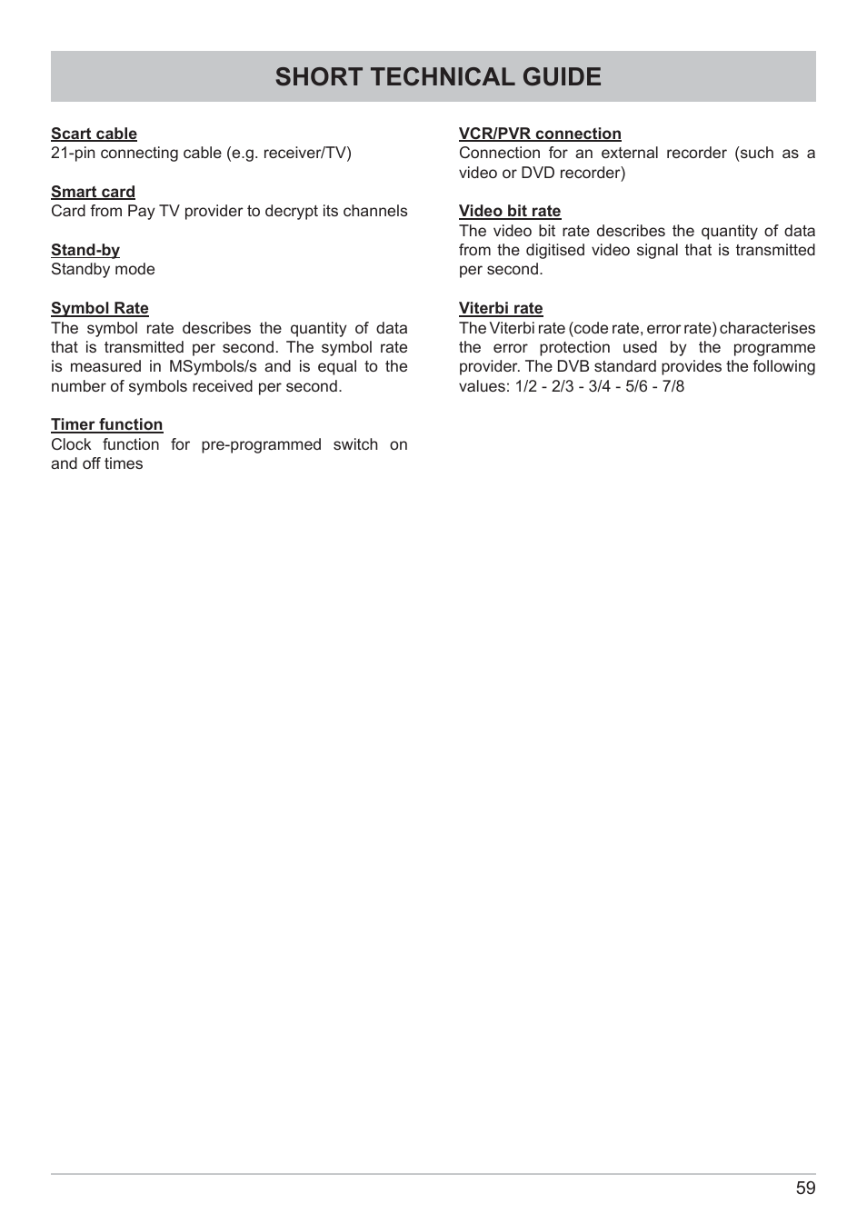 Short technical guide | Kathrein DVB Cable Receiver UFC 662sw User Manual | Page 59 / 60