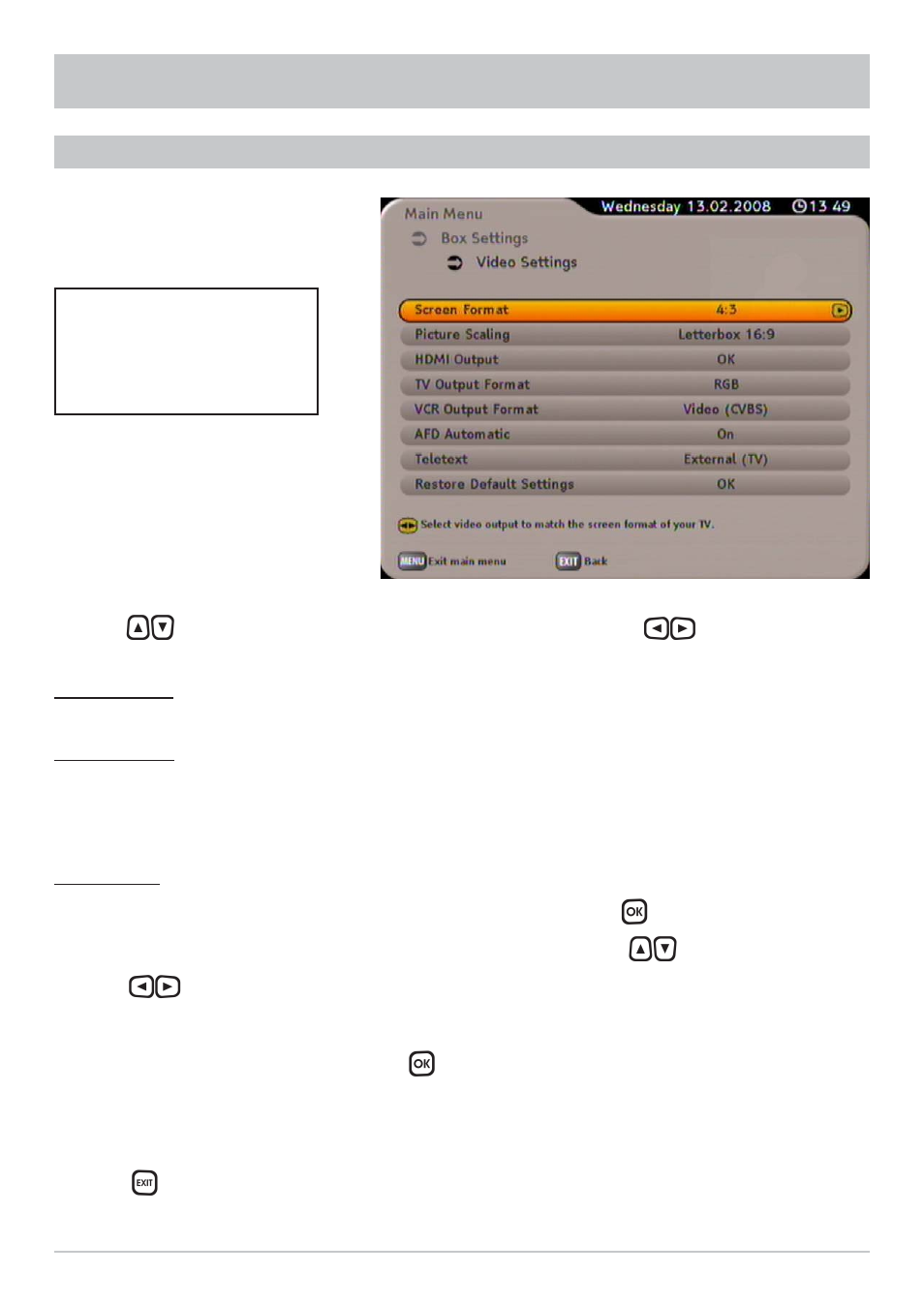 Box settings | Kathrein UFS 790sw User Manual | Page 58 / 80