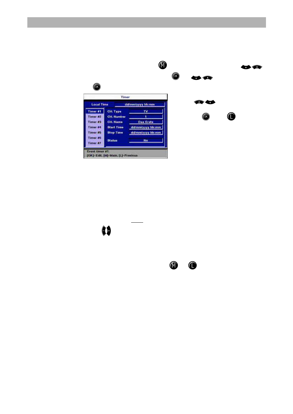 Timer settings | Kathrein UFD 545 User Manual | Page 21 / 65