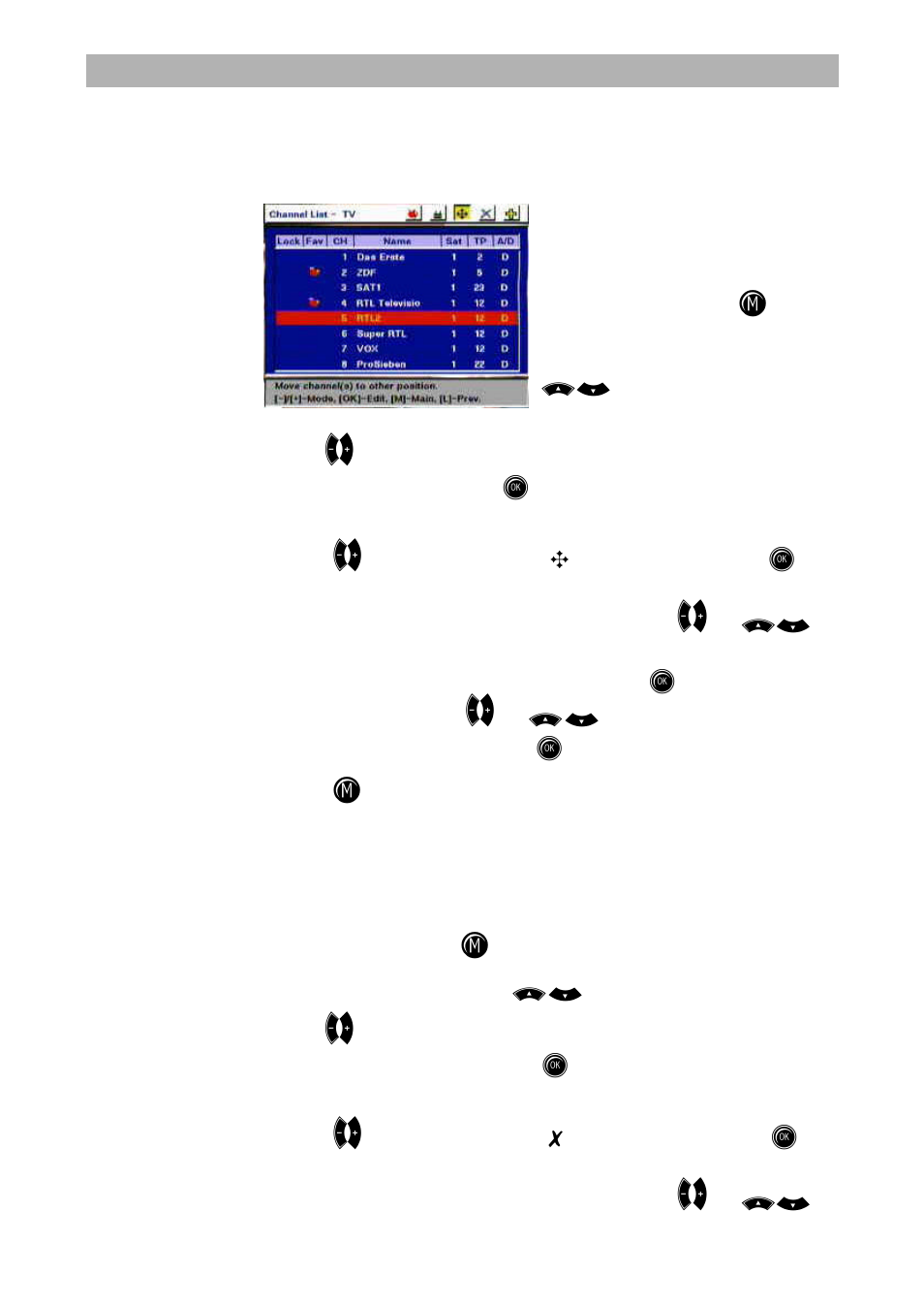 Channel lists – tv/radio | Kathrein UFD 545 User Manual | Page 24 / 65