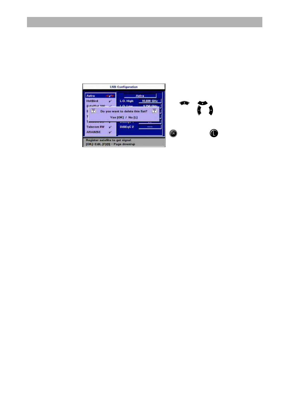 Adding/removing satellites | Kathrein UFD 545 User Manual | Page 28 / 65