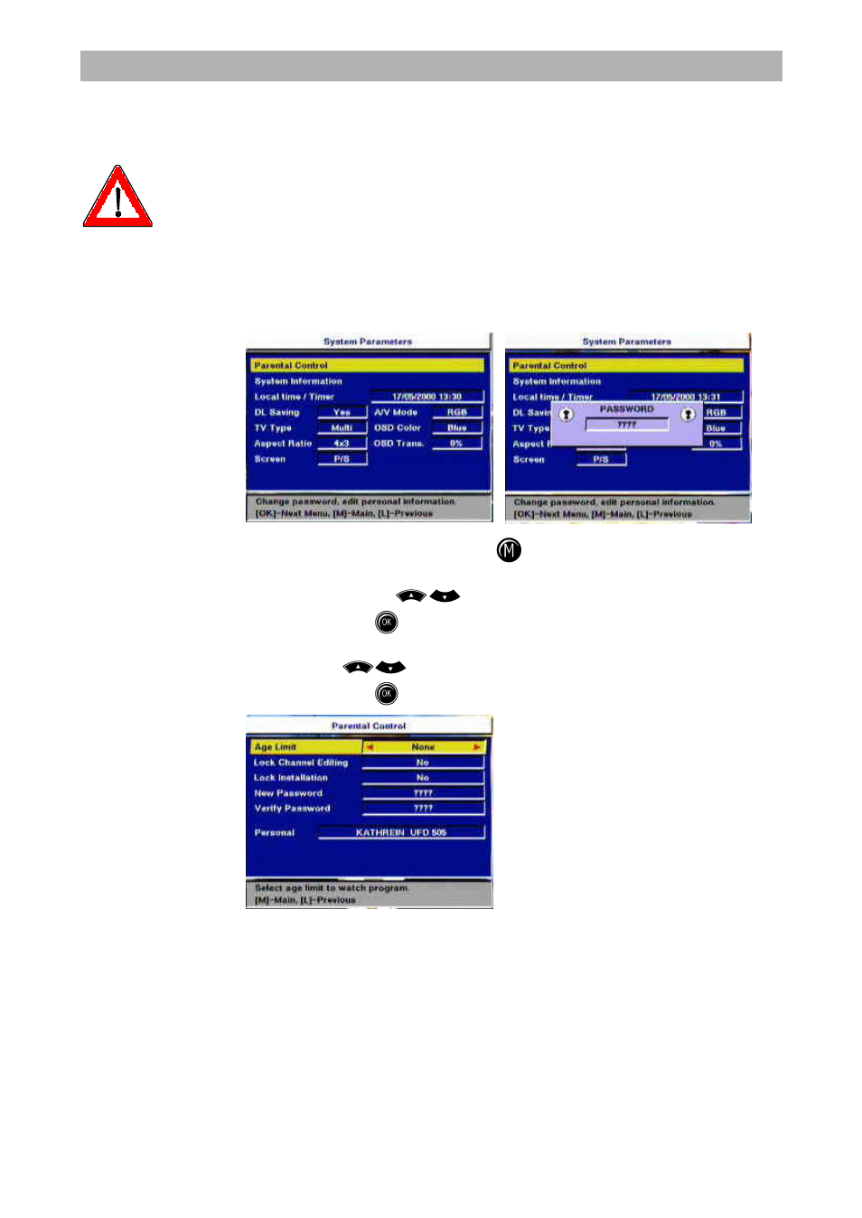 Password | Kathrein UFD 545 User Manual | Page 30 / 65