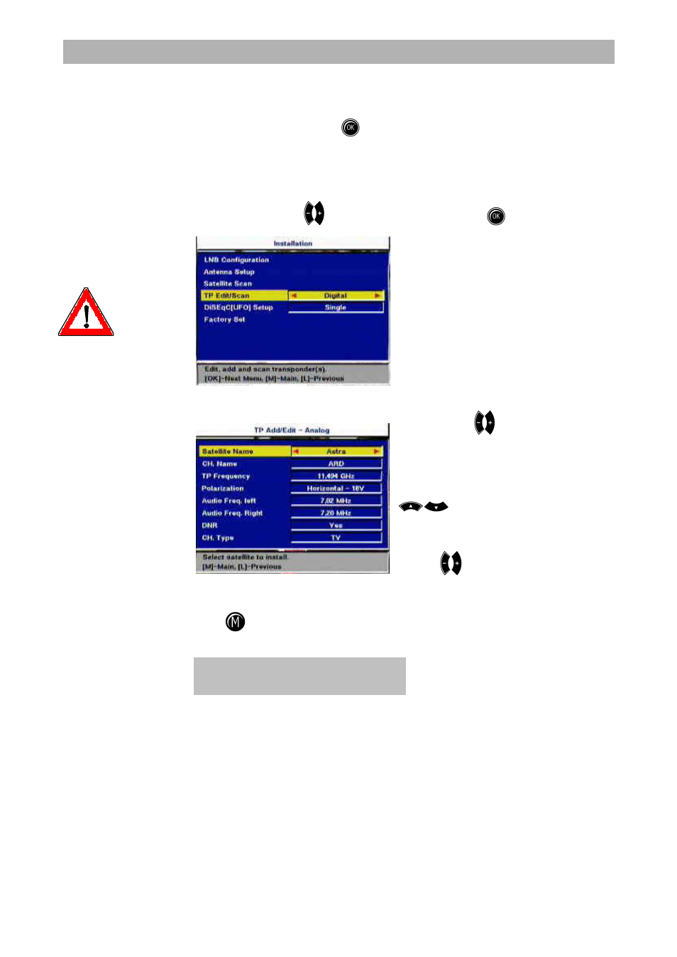 Installation menu | Kathrein UFD 545 User Manual | Page 40 / 65