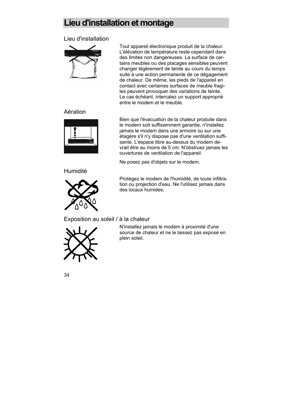 Lieu d'installation et montage | Kathrein DCM 42 User Manual | Page 34 / 45
