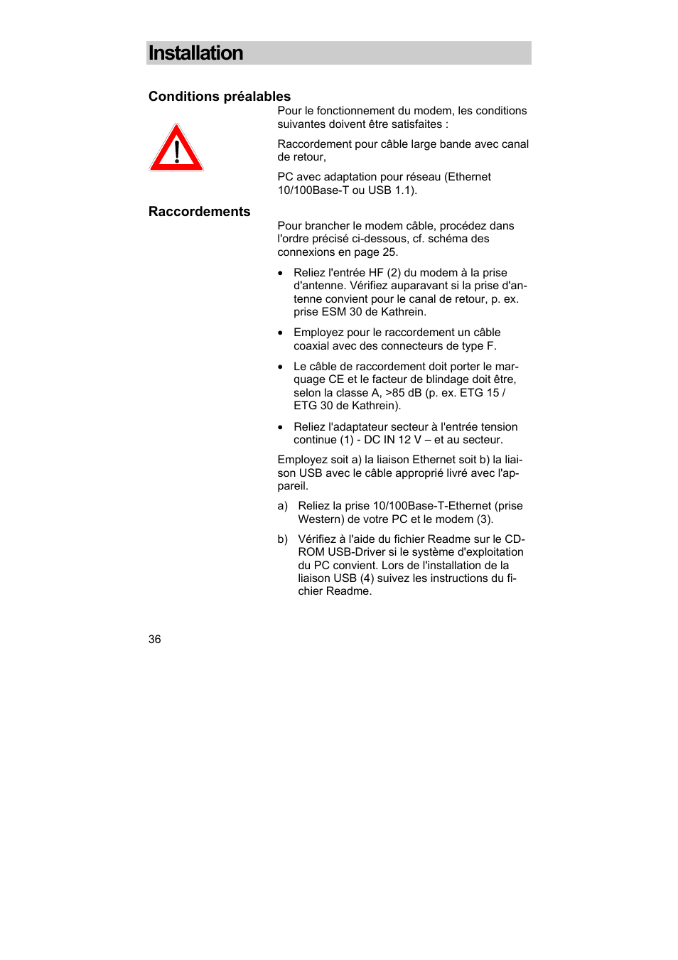 Installation | Kathrein DCM 42 User Manual | Page 36 / 45