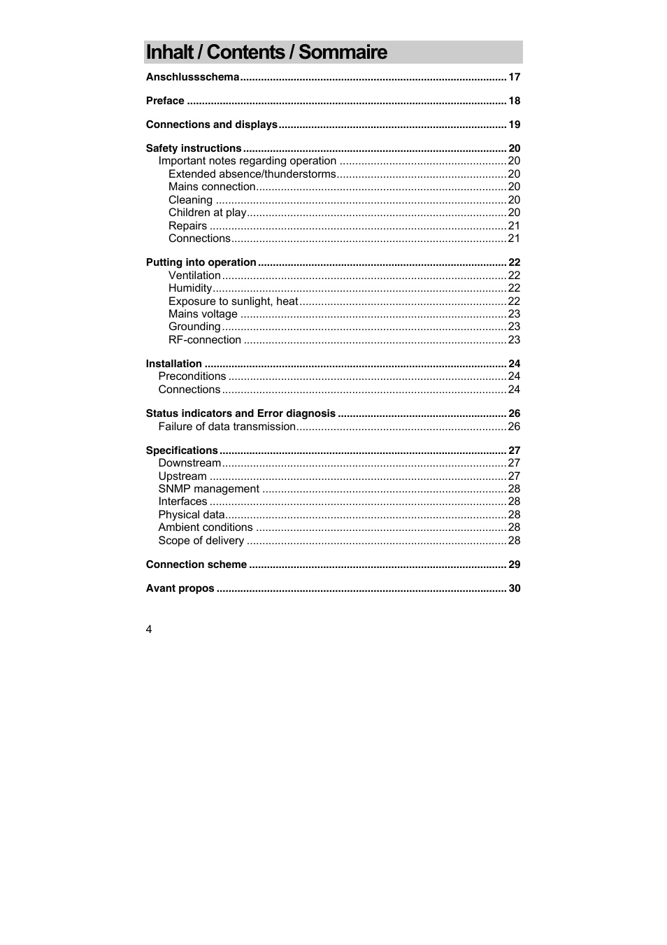 Inhalt / contents / sommaire | Kathrein DCM 42 User Manual | Page 4 / 45