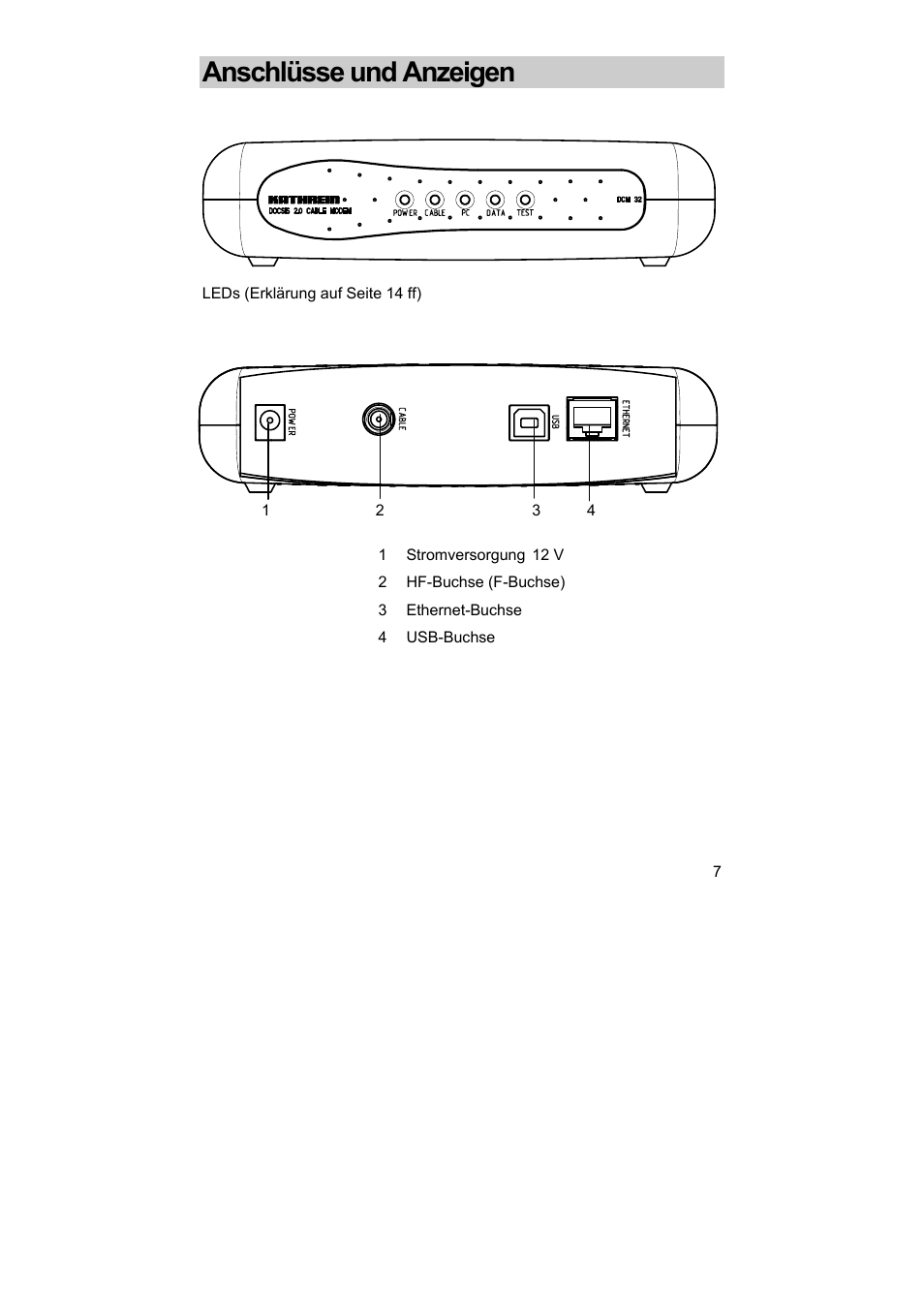 Anschlüsse und anzeigen | Kathrein DCM 42 User Manual | Page 7 / 45