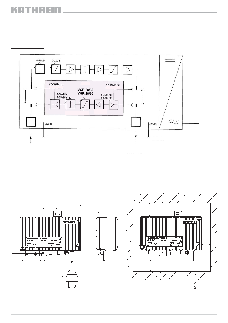 Block diagram: vos 40/f, Installation: only by authorised persons, Permissible installation | Kathrein VOS 40/F User Manual | Page 7 / 16