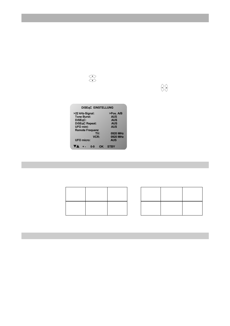 Initial settings, 22 khz signal, Tone-burst and diseqc-signal | Kathrein UFD 420 User Manual | Page 28 / 35