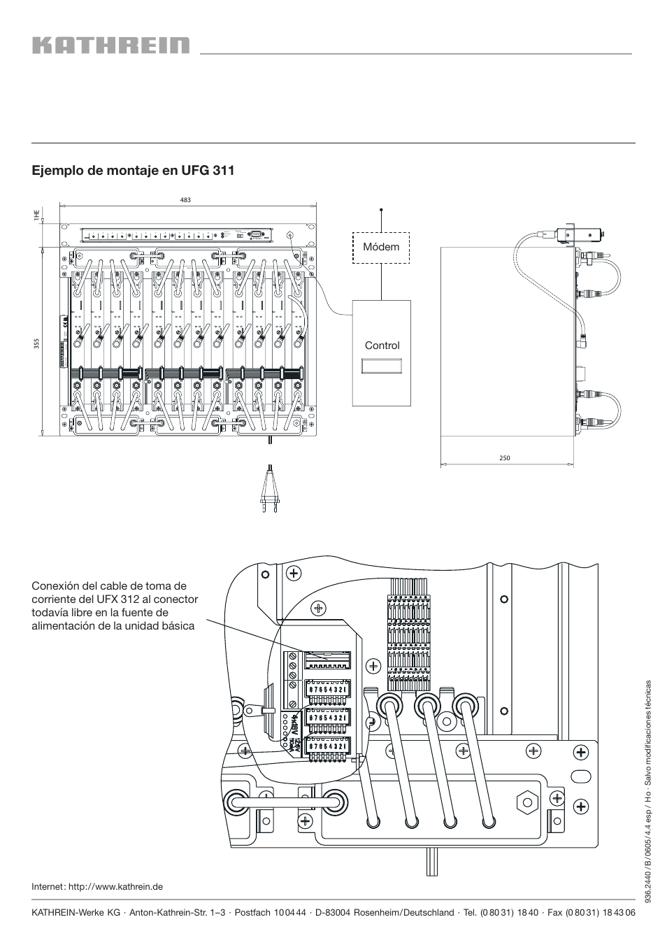 Ejemplo de montaje en ufg 311, Módem control | Kathrein UFO UFX 312 User Manual | Page 10 / 10