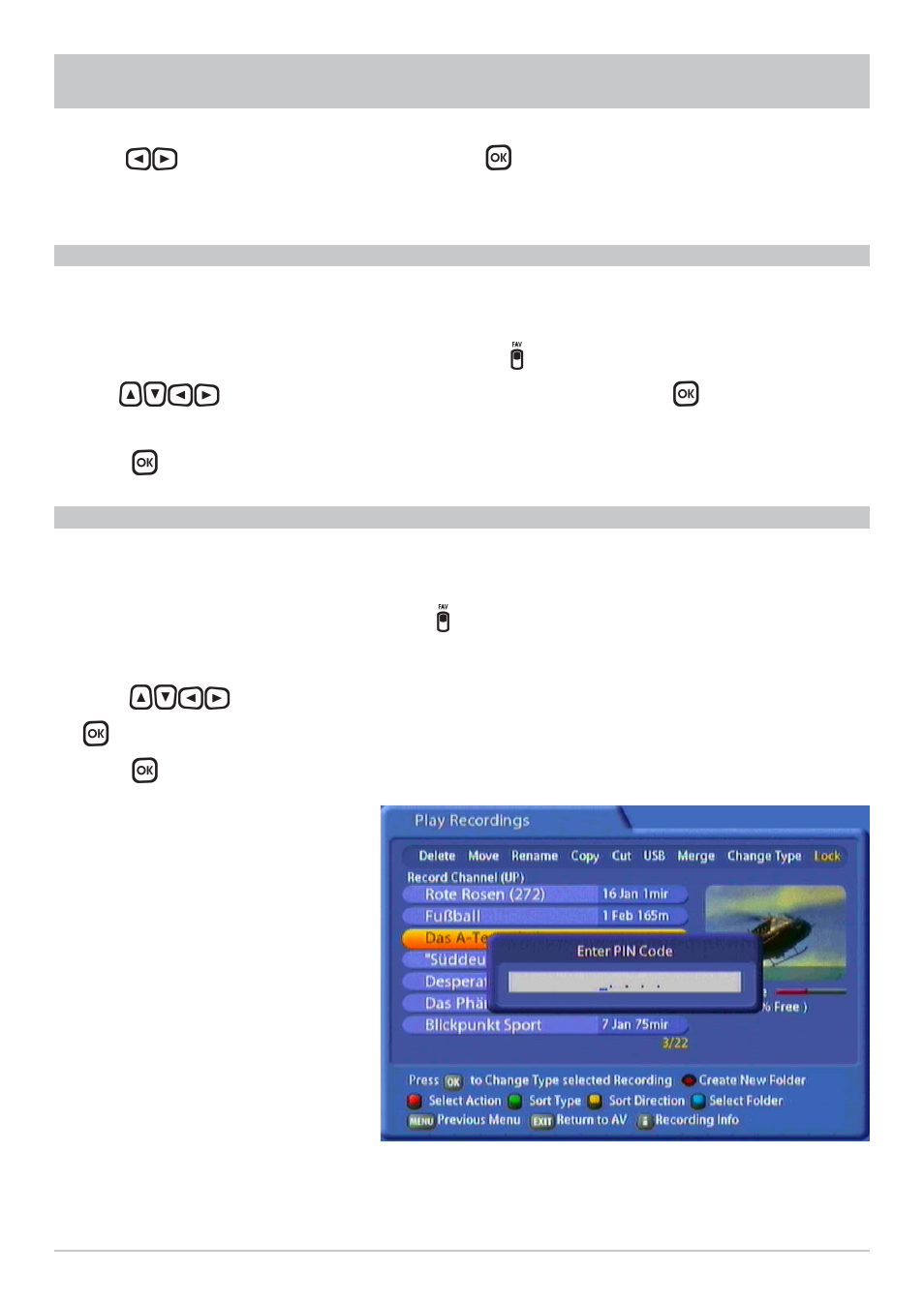 Recording list | Kathrein UFS 822sw User Manual | Page 101 / 156