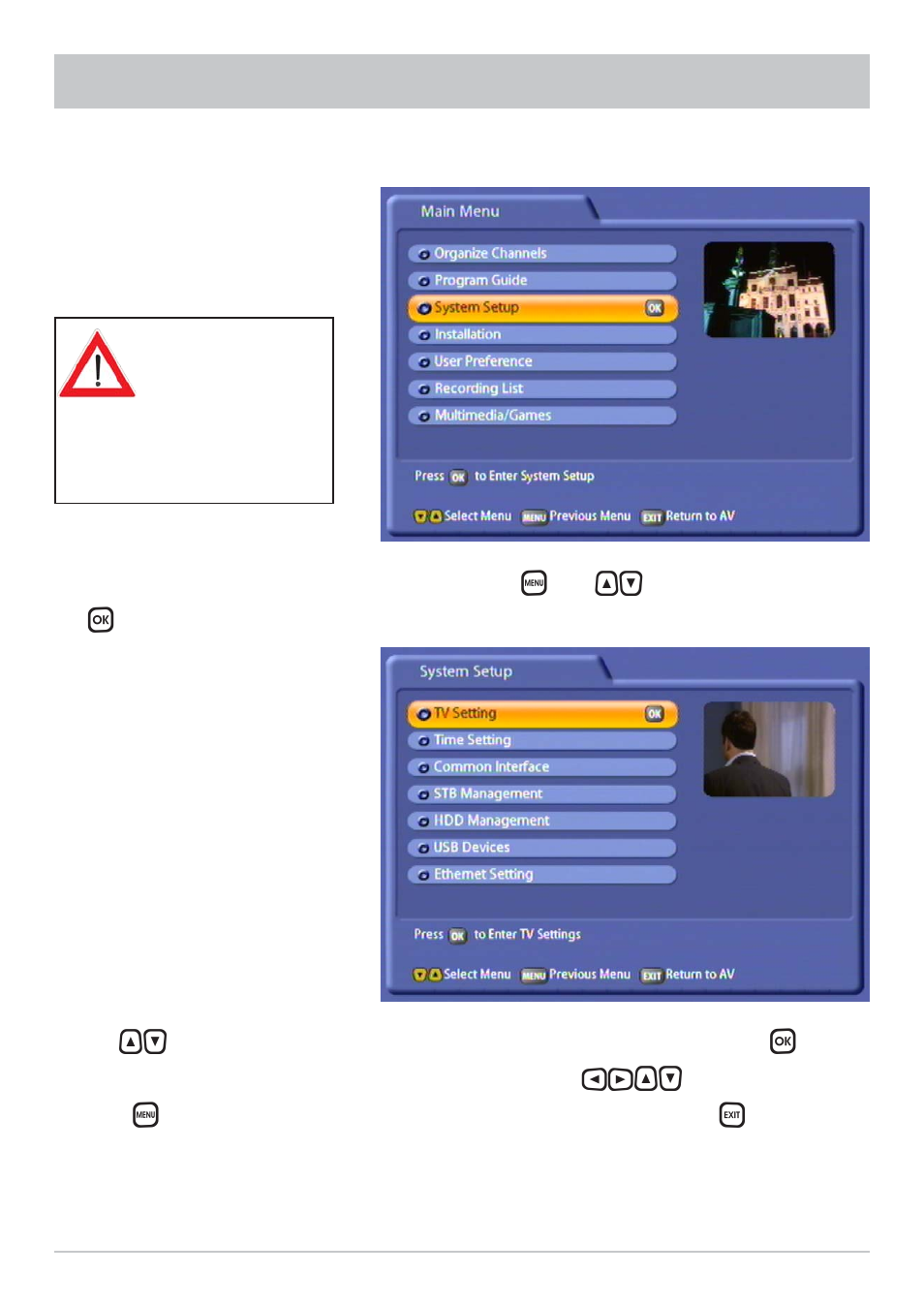 System setup | Kathrein UFS 822sw User Manual | Page 37 / 156