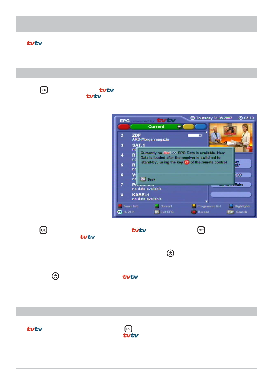 Tvtv epg and timer | Kathrein UFS 822sw User Manual | Page 68 / 156