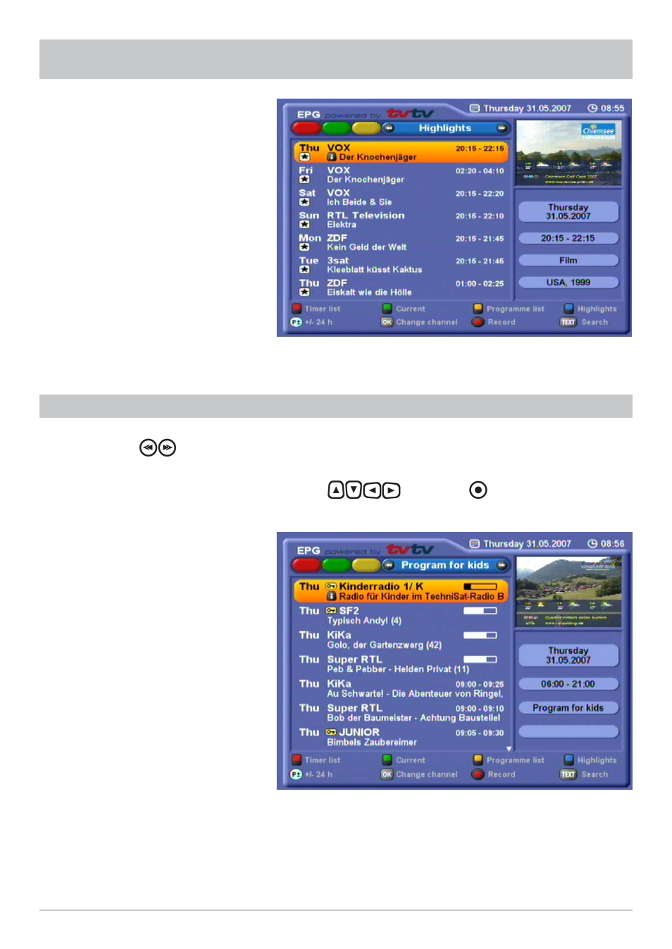 Tvtv epg and timer | Kathrein UFS 822sw User Manual | Page 71 / 156