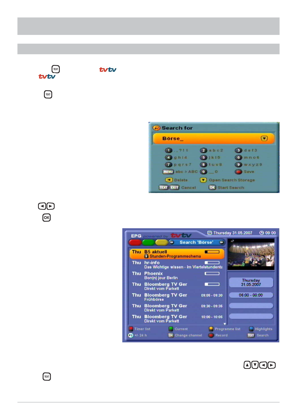 Tvtv epg and timer | Kathrein UFS 822sw User Manual | Page 72 / 156