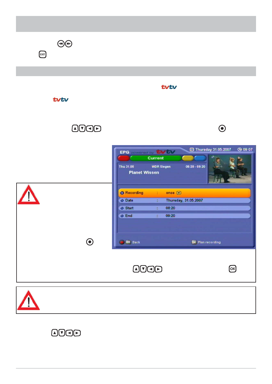 Tvtv epg and timer | Kathrein UFS 822sw User Manual | Page 75 / 156