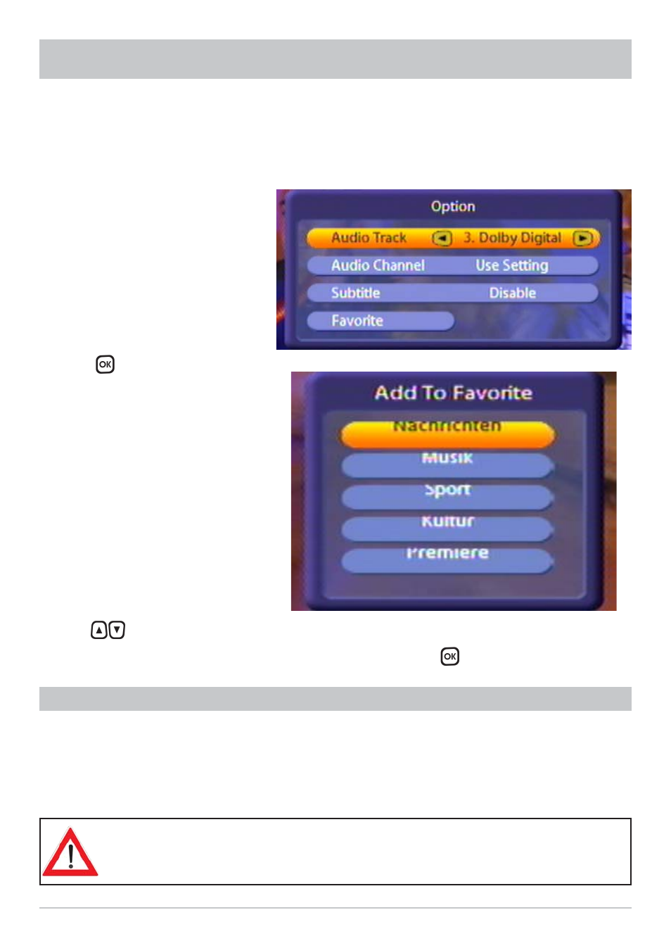 Audio settings | Kathrein UFS 822sw User Manual | Page 82 / 156