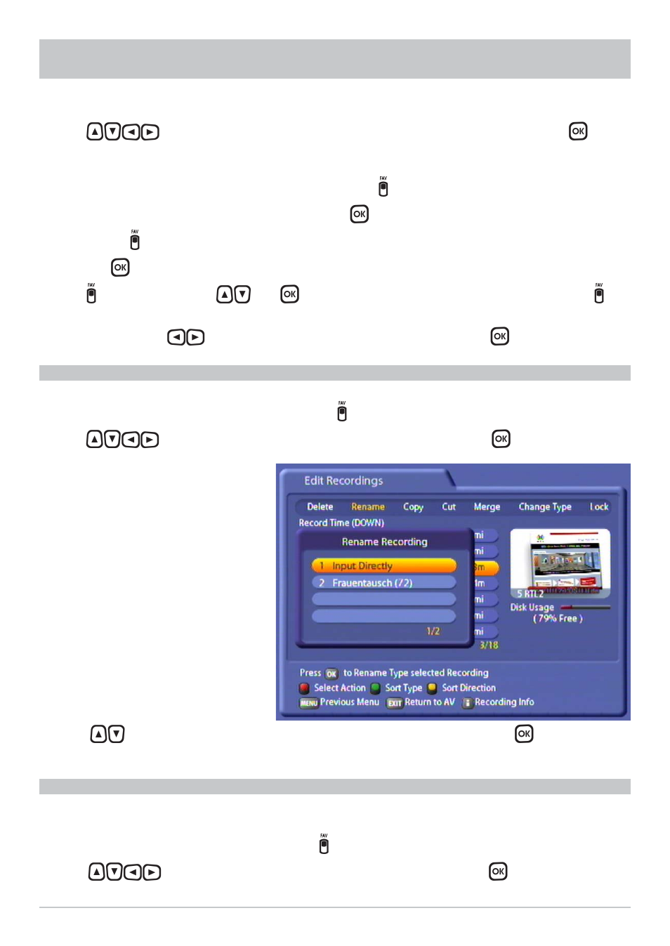 Recording list | Kathrein UFS 822sw User Manual | Page 95 / 156