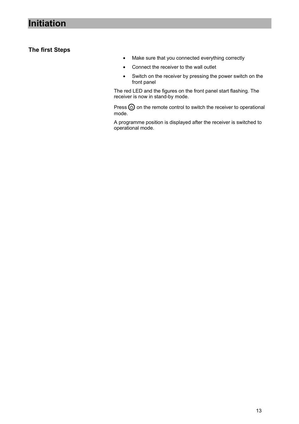 Initiation | Kathrein UFD 574/S User Manual | Page 13 / 64