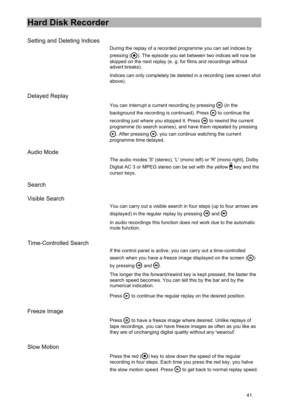 Hard disk recorder | Kathrein UFD 574/S User Manual | Page 41 / 64
