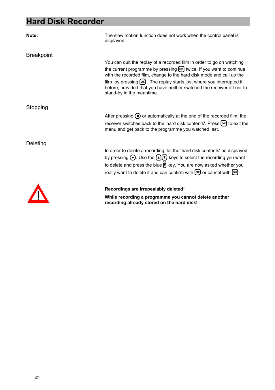 Hard disk recorder | Kathrein UFD 574/S User Manual | Page 42 / 64