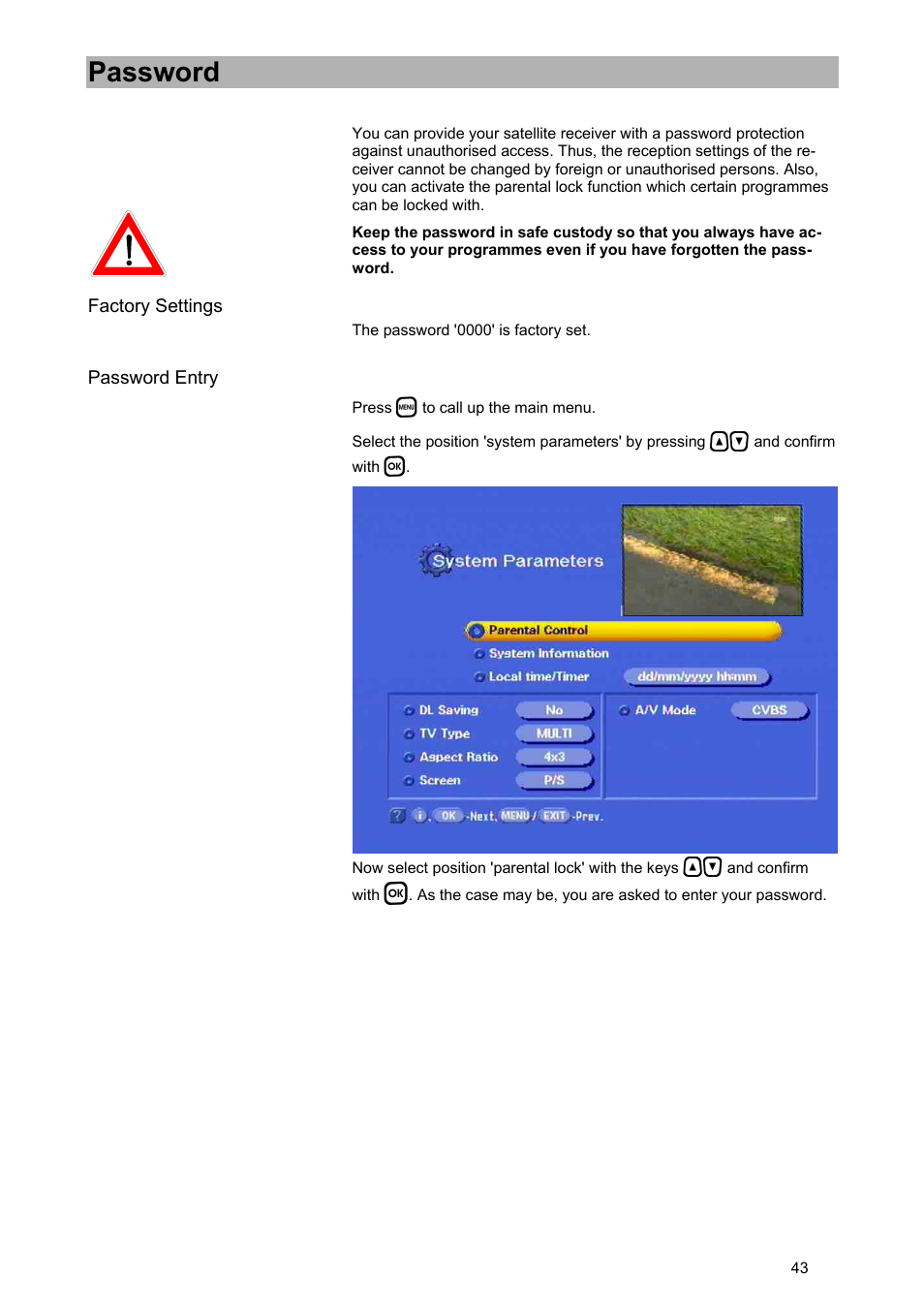 Password | Kathrein UFD 574/S User Manual | Page 43 / 64