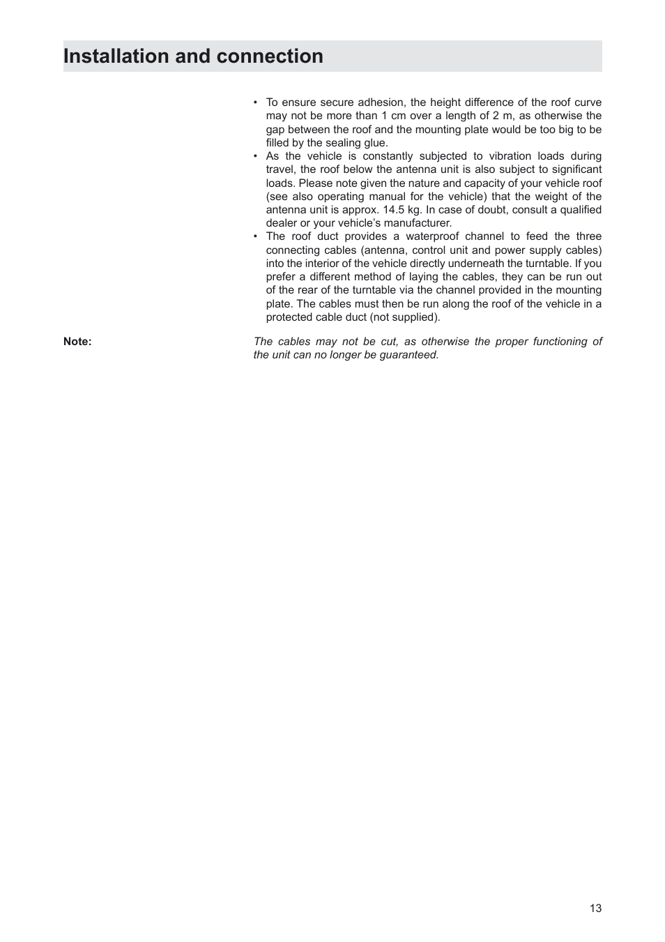 Installation and connection | Kathrein MobiSet 3 CAP 310 User Manual | Page 13 / 36