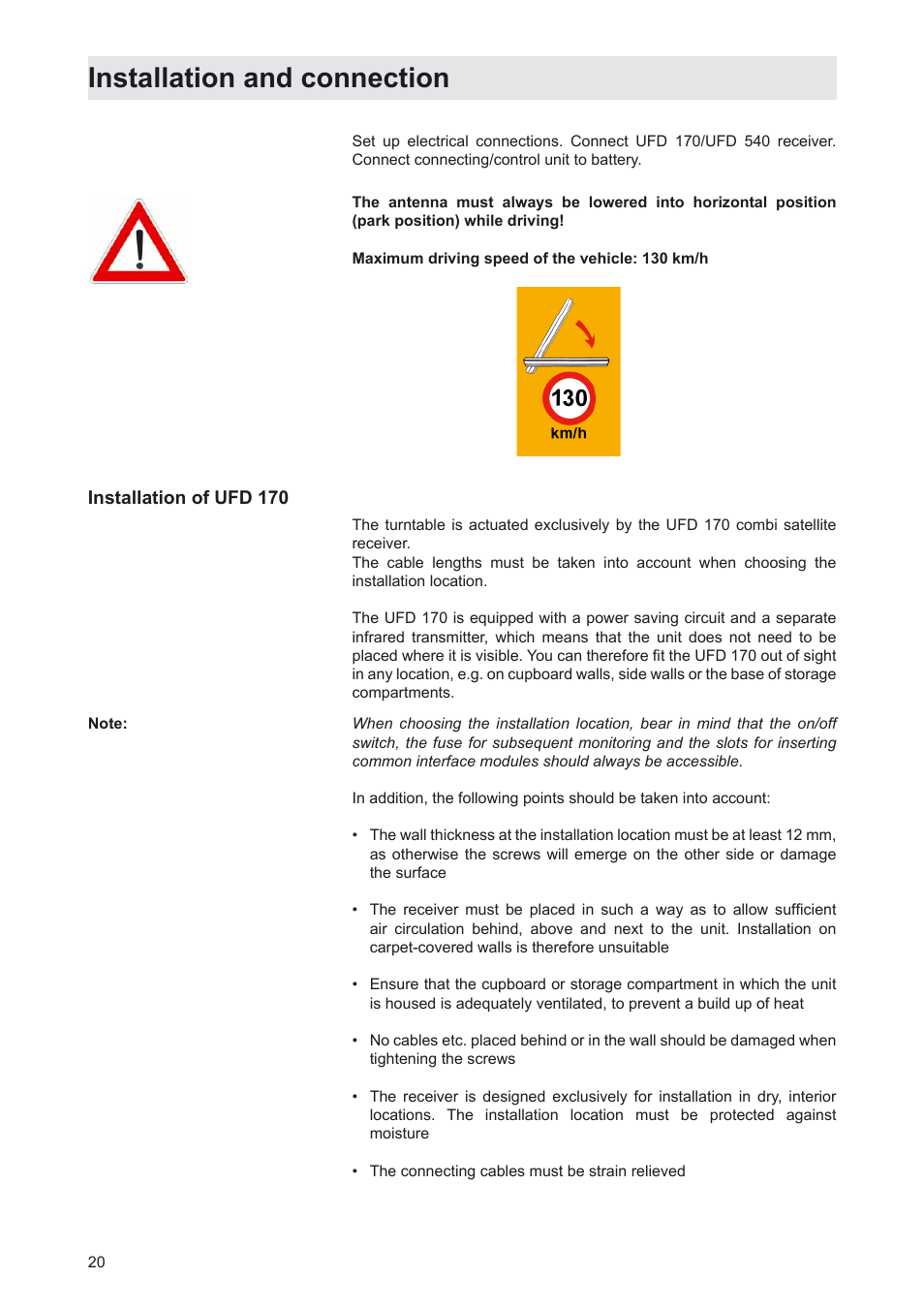 Installation and connection | Kathrein MobiSet 3 CAP 310 User Manual | Page 20 / 36