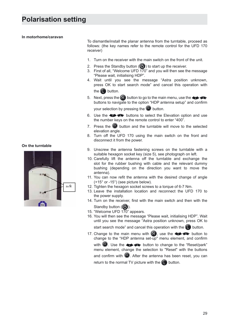 Polarisation setting | Kathrein MobiSet 3 CAP 310 User Manual | Page 29 / 36