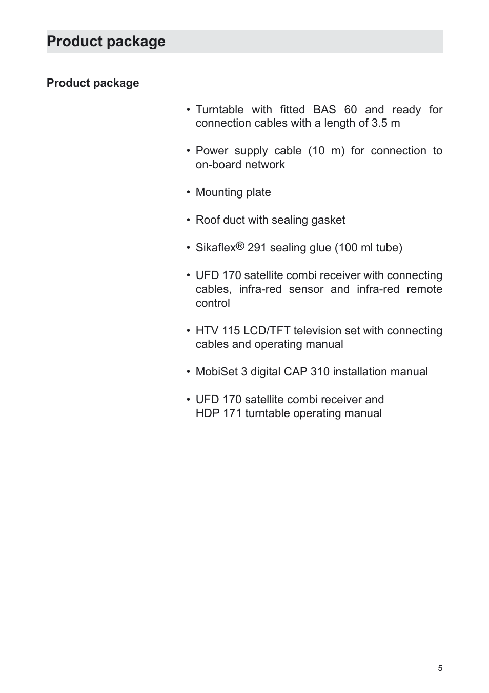 Product package | Kathrein MobiSet 3 CAP 310 User Manual | Page 5 / 36