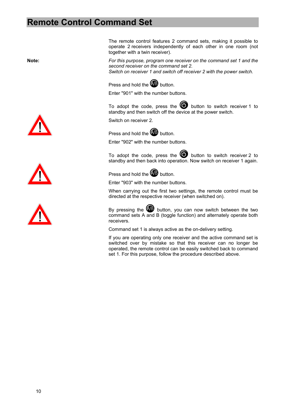 Remote control command set | Kathrein UFD 570/S User Manual | Page 10 / 64