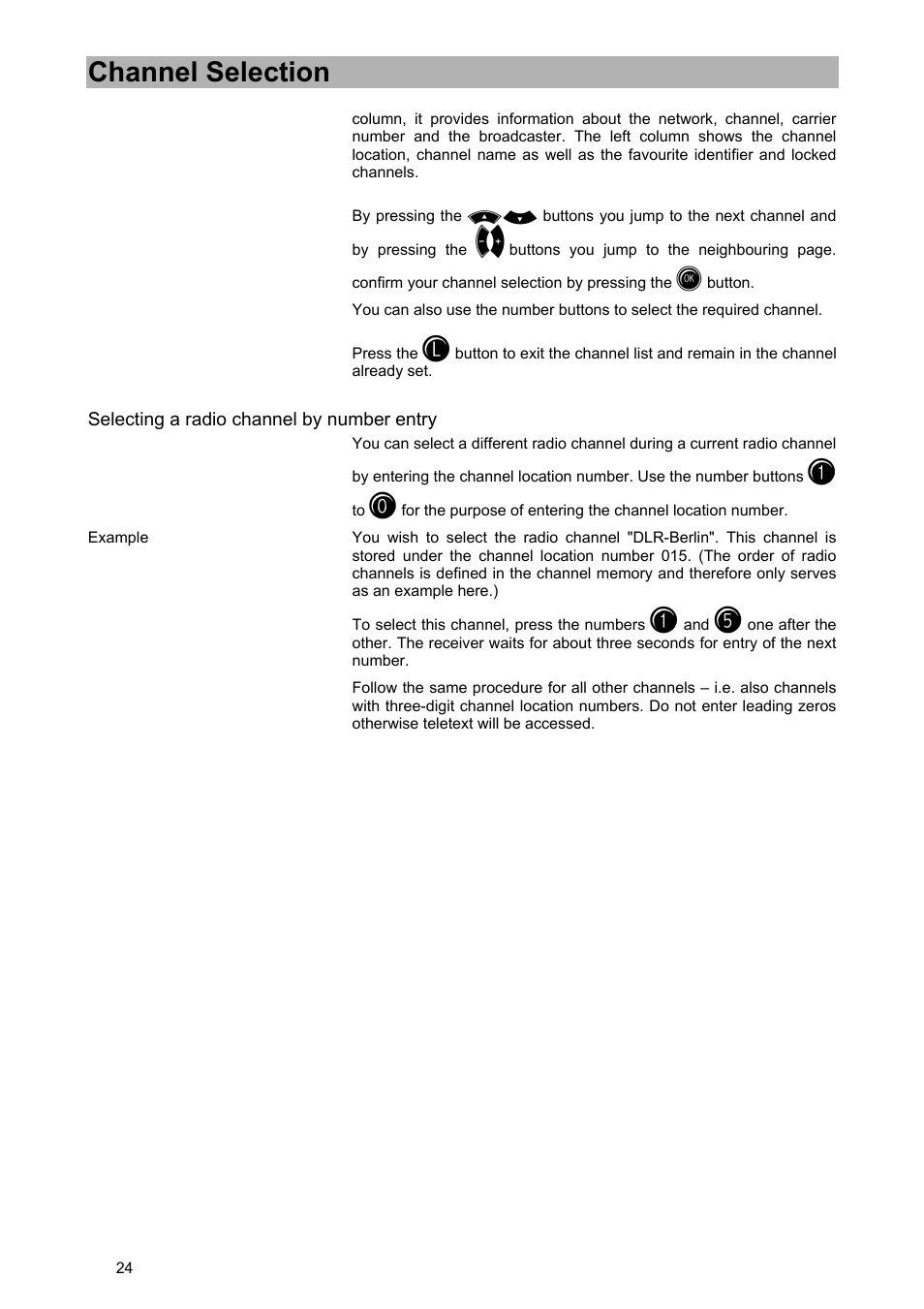 Channel selection | Kathrein UFD 570/S User Manual | Page 24 / 64