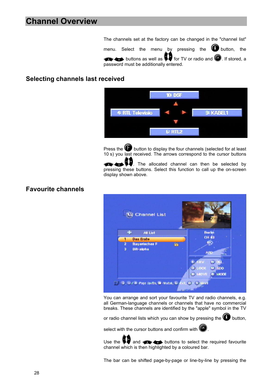 Channel overview | Kathrein UFD 570/S User Manual | Page 28 / 64