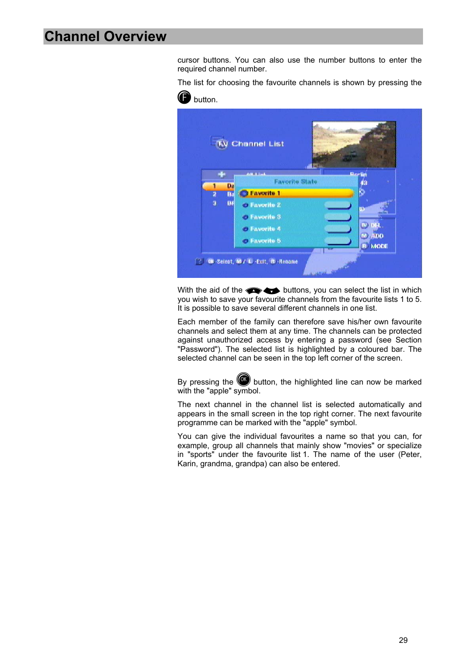 Channel overview | Kathrein UFD 570/S User Manual | Page 29 / 64