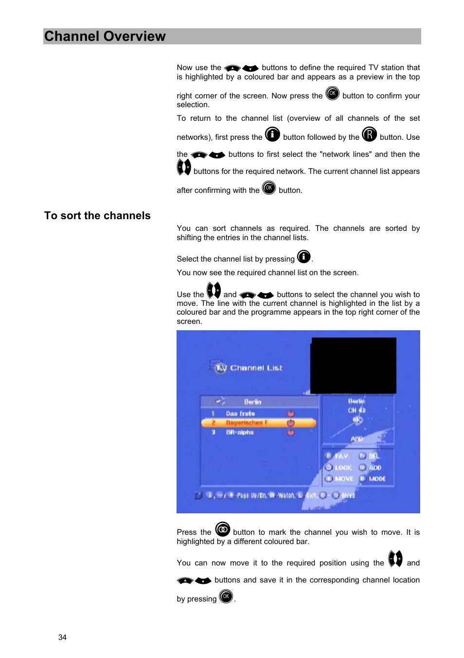 Channel overview | Kathrein UFD 570/S User Manual | Page 34 / 64