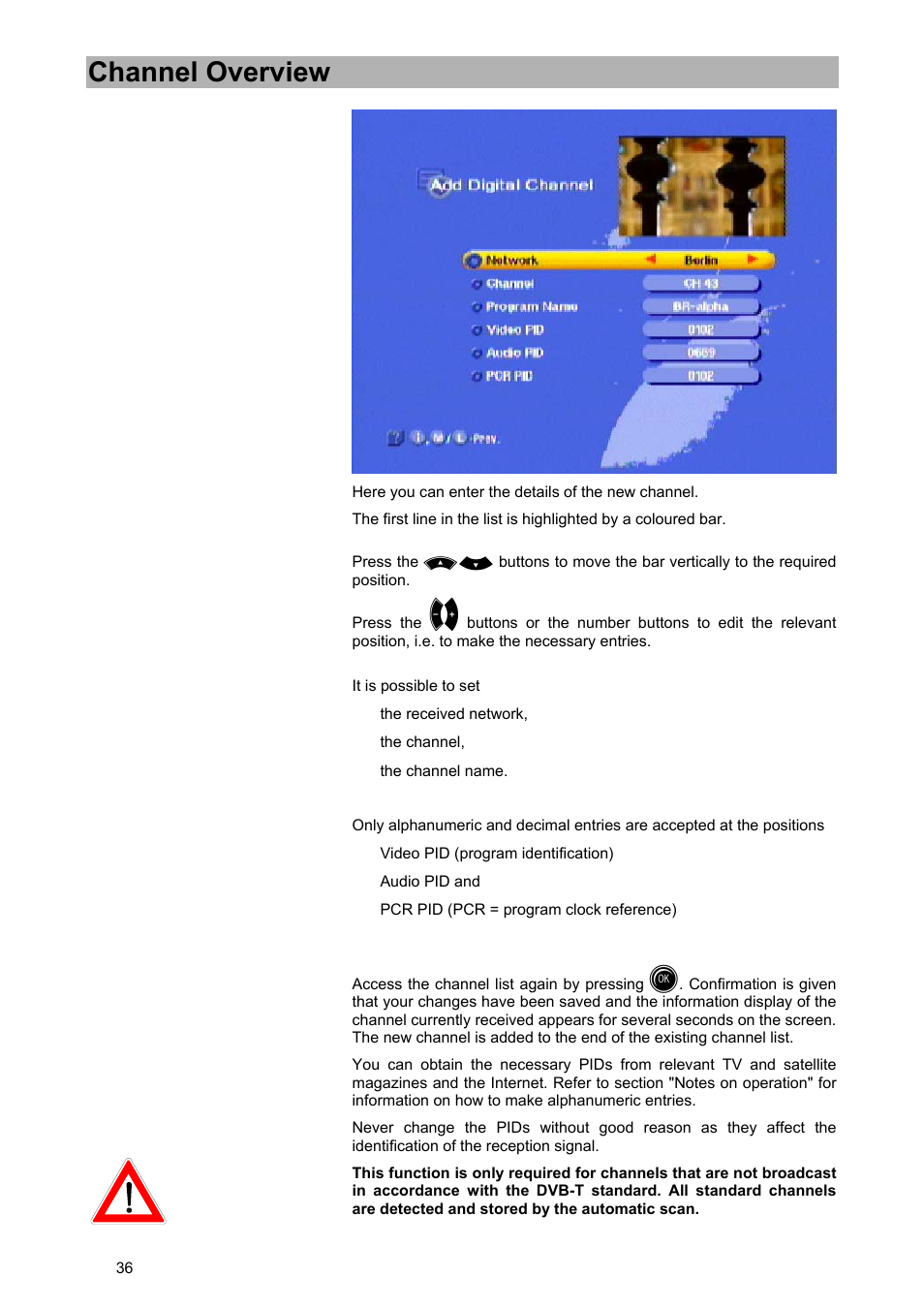 Channel overview | Kathrein UFD 570/S User Manual | Page 36 / 64
