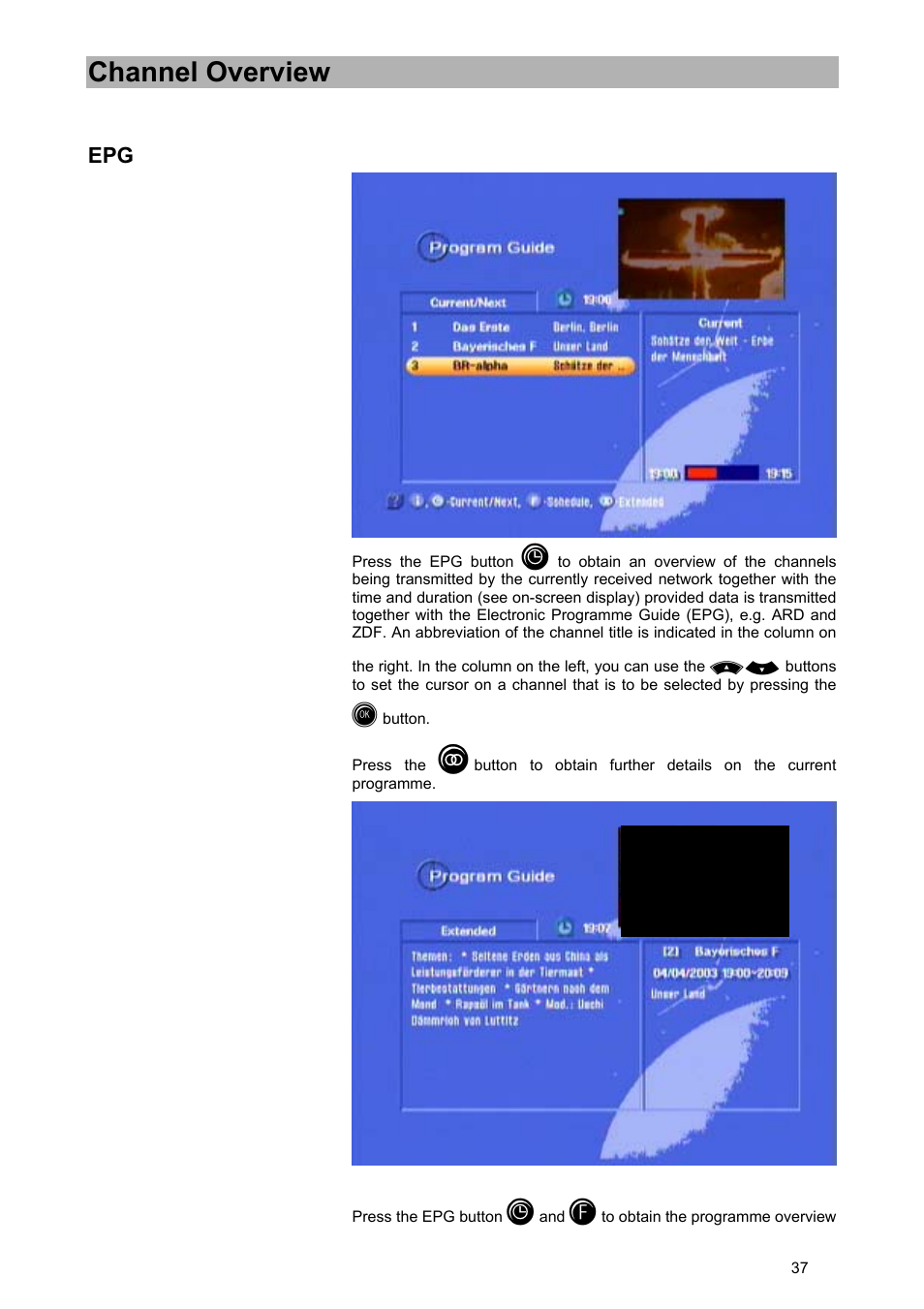 Channel overview | Kathrein UFD 570/S User Manual | Page 37 / 64