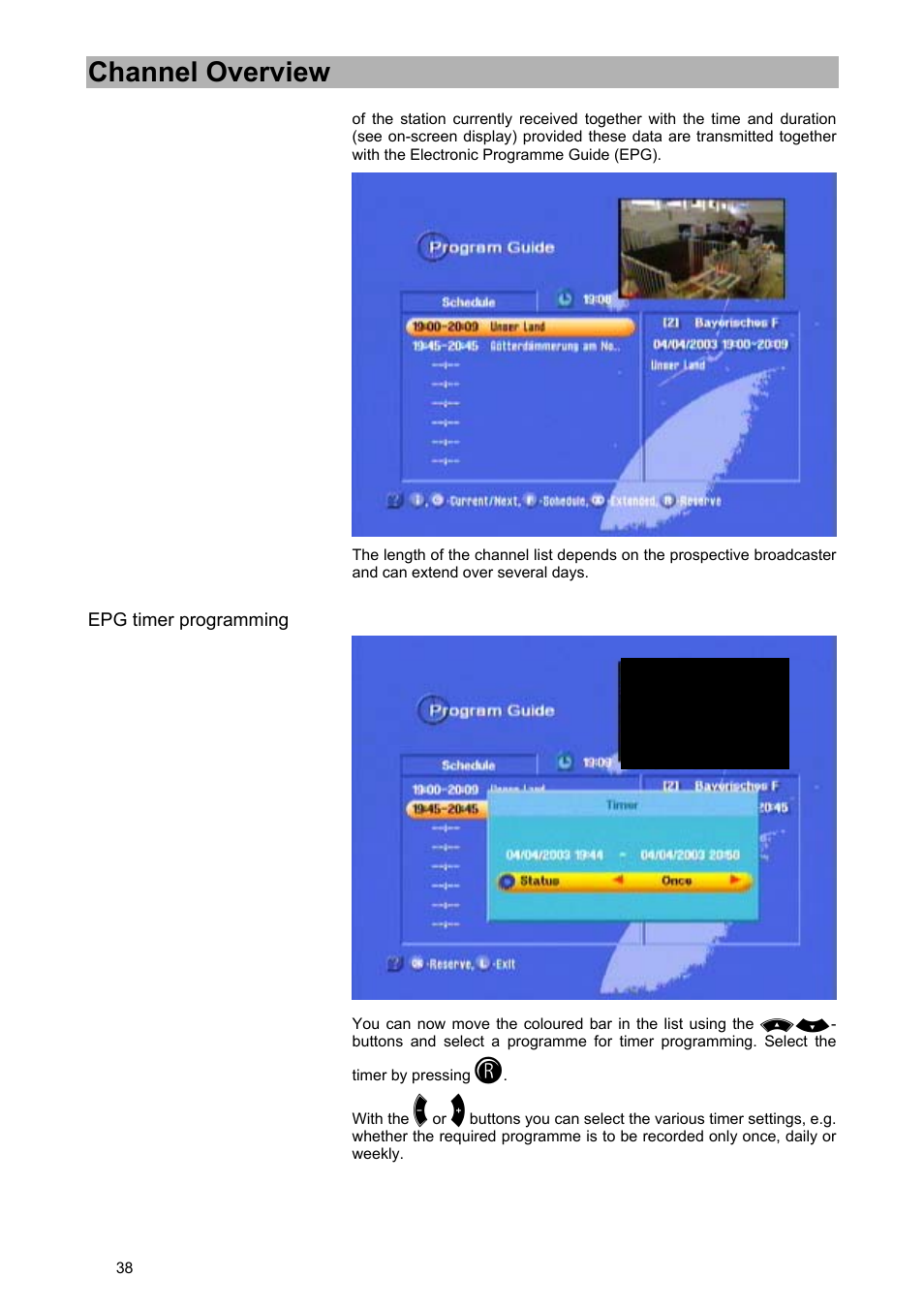 Channel overview | Kathrein UFD 570/S User Manual | Page 38 / 64