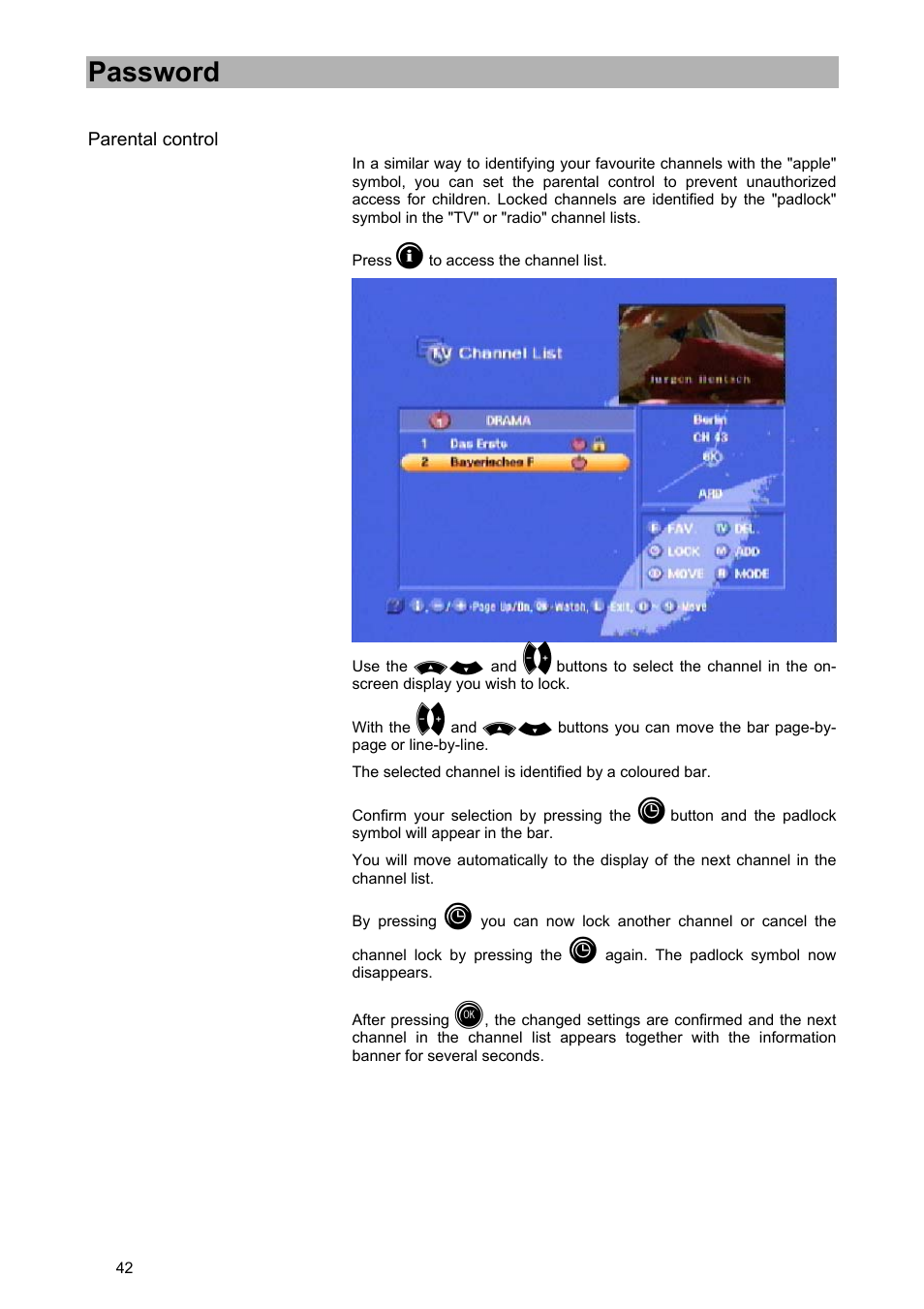 Password | Kathrein UFD 570/S User Manual | Page 42 / 64