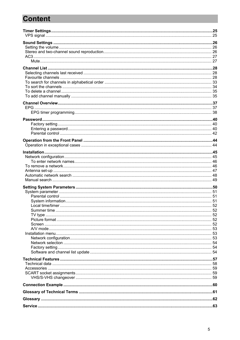Content | Kathrein UFD 570/S User Manual | Page 5 / 64