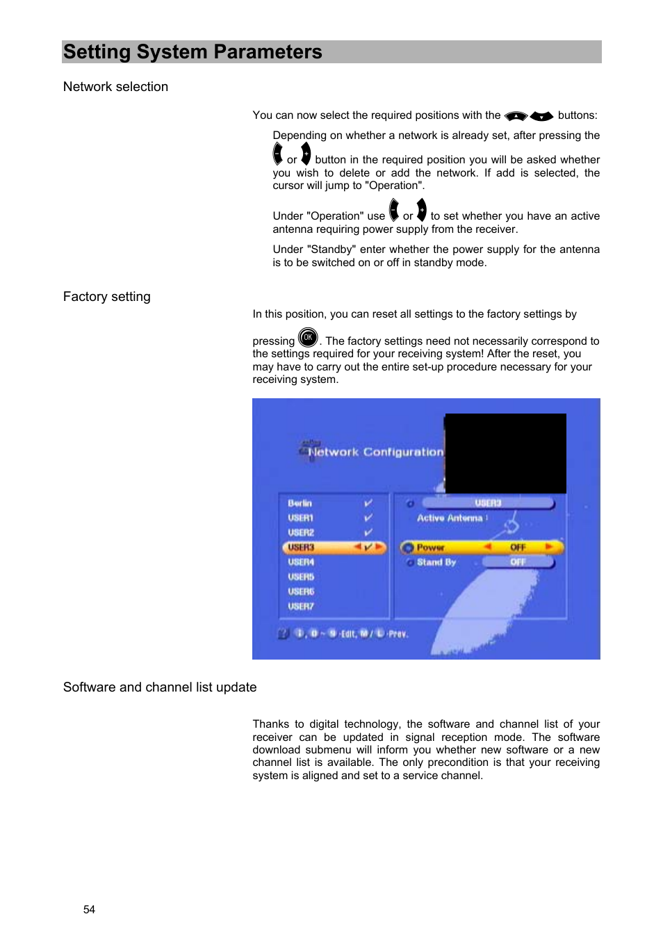 Setting system parameters | Kathrein UFD 570/S User Manual | Page 54 / 64