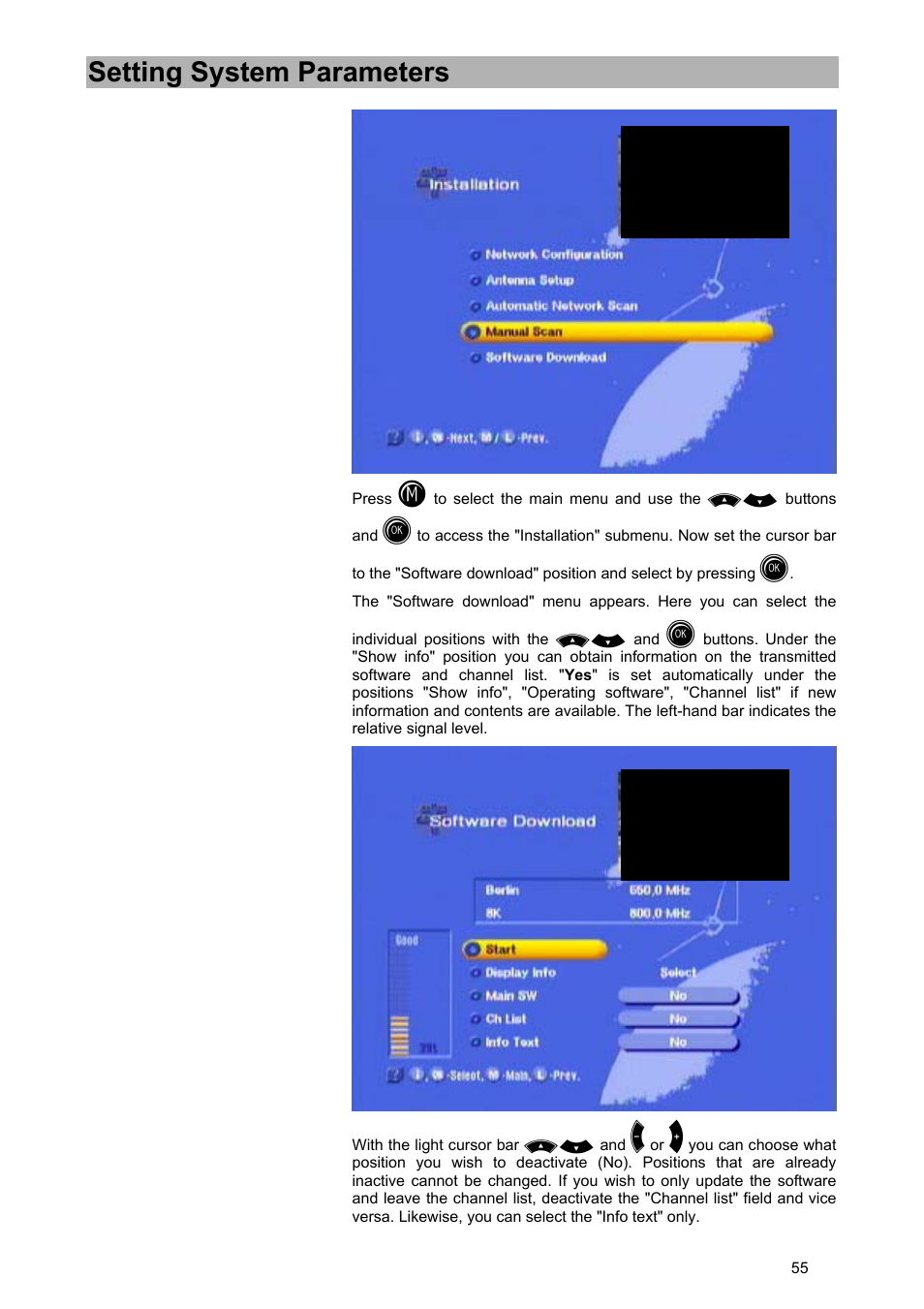 Setting system parameters | Kathrein UFD 570/S User Manual | Page 55 / 64