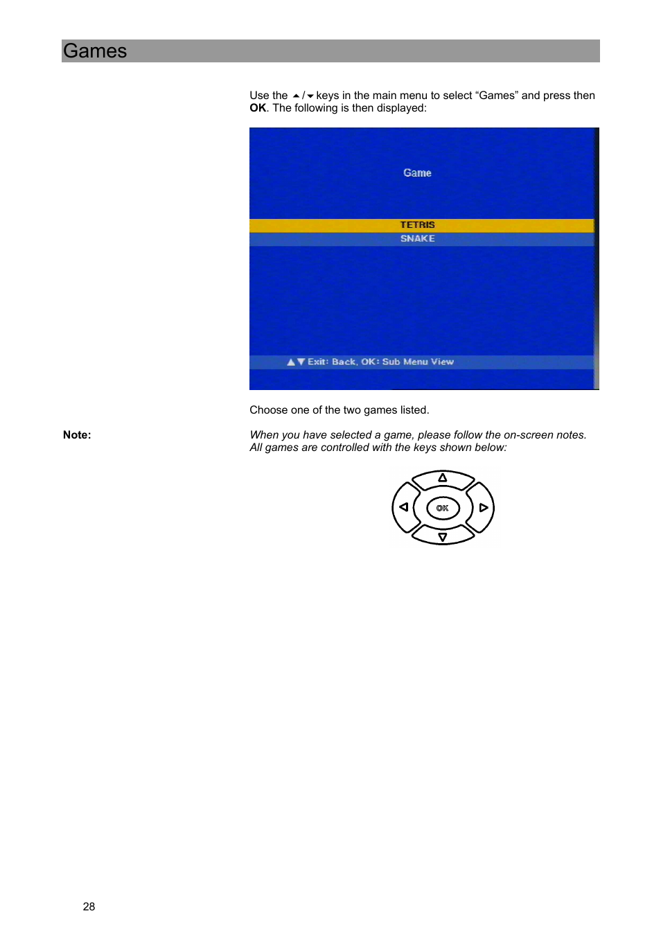 Games | Kathrein UFE 371/S User Manual | Page 28 / 36