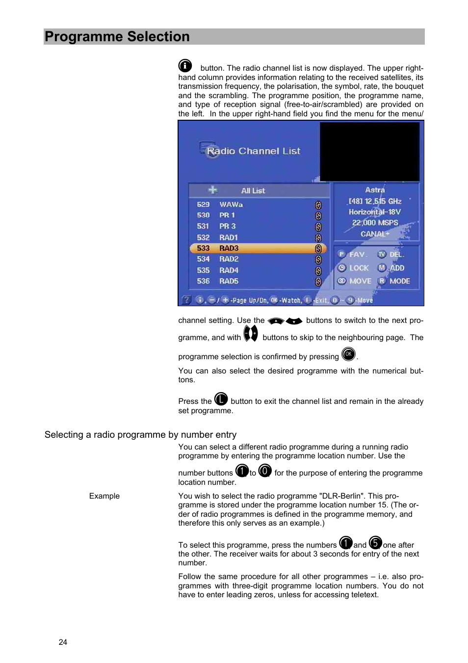 Programme selection | Kathrein UFD 540 User Manual | Page 24 / 80