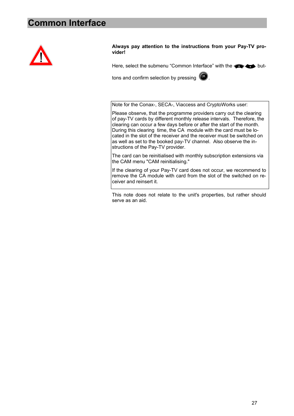 Common interface | Kathrein UFD 540 User Manual | Page 27 / 80