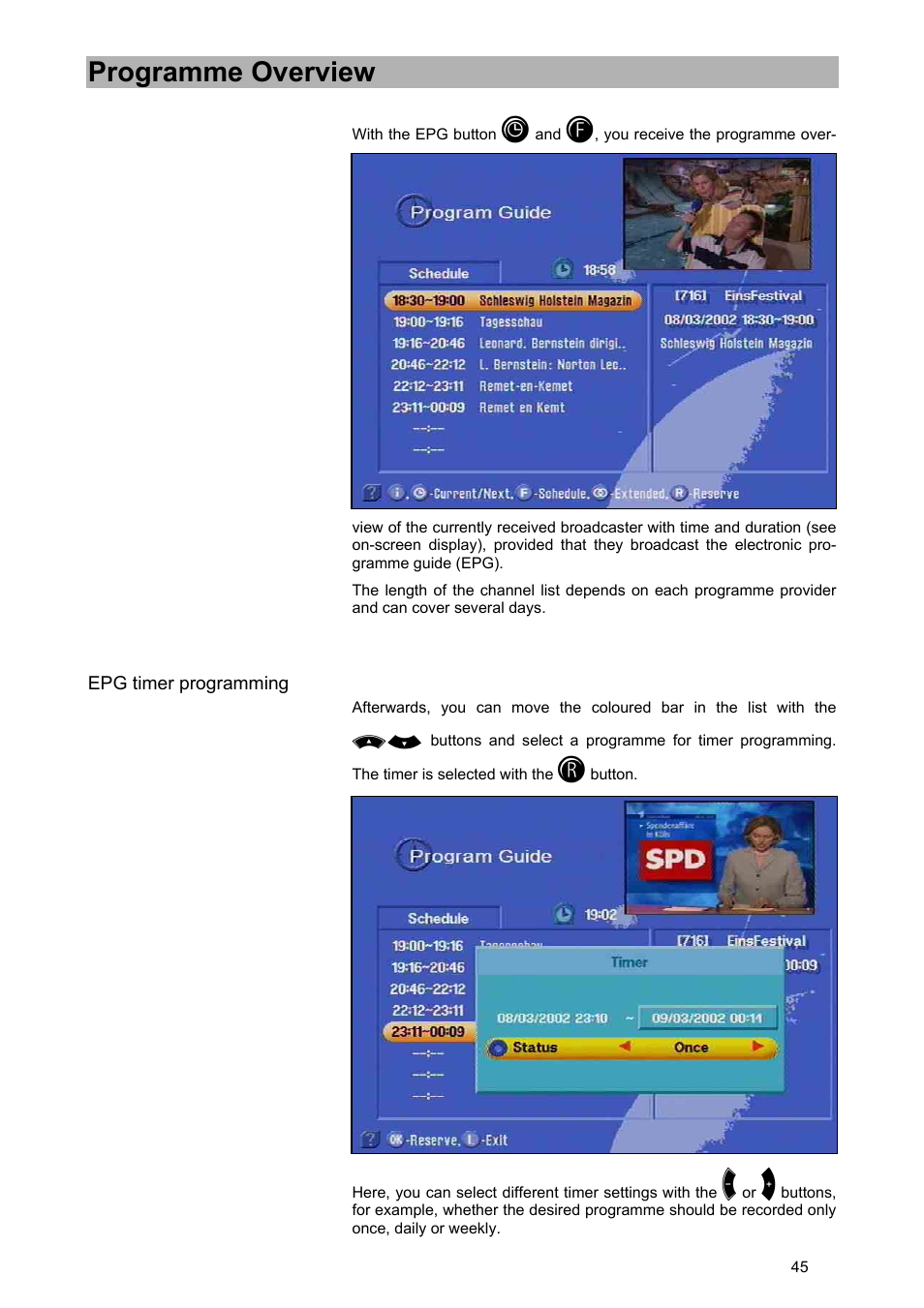 Programme overview | Kathrein UFD 540 User Manual | Page 45 / 80