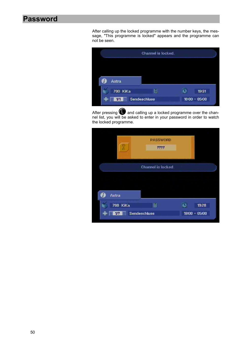 Password | Kathrein UFD 540 User Manual | Page 50 / 80