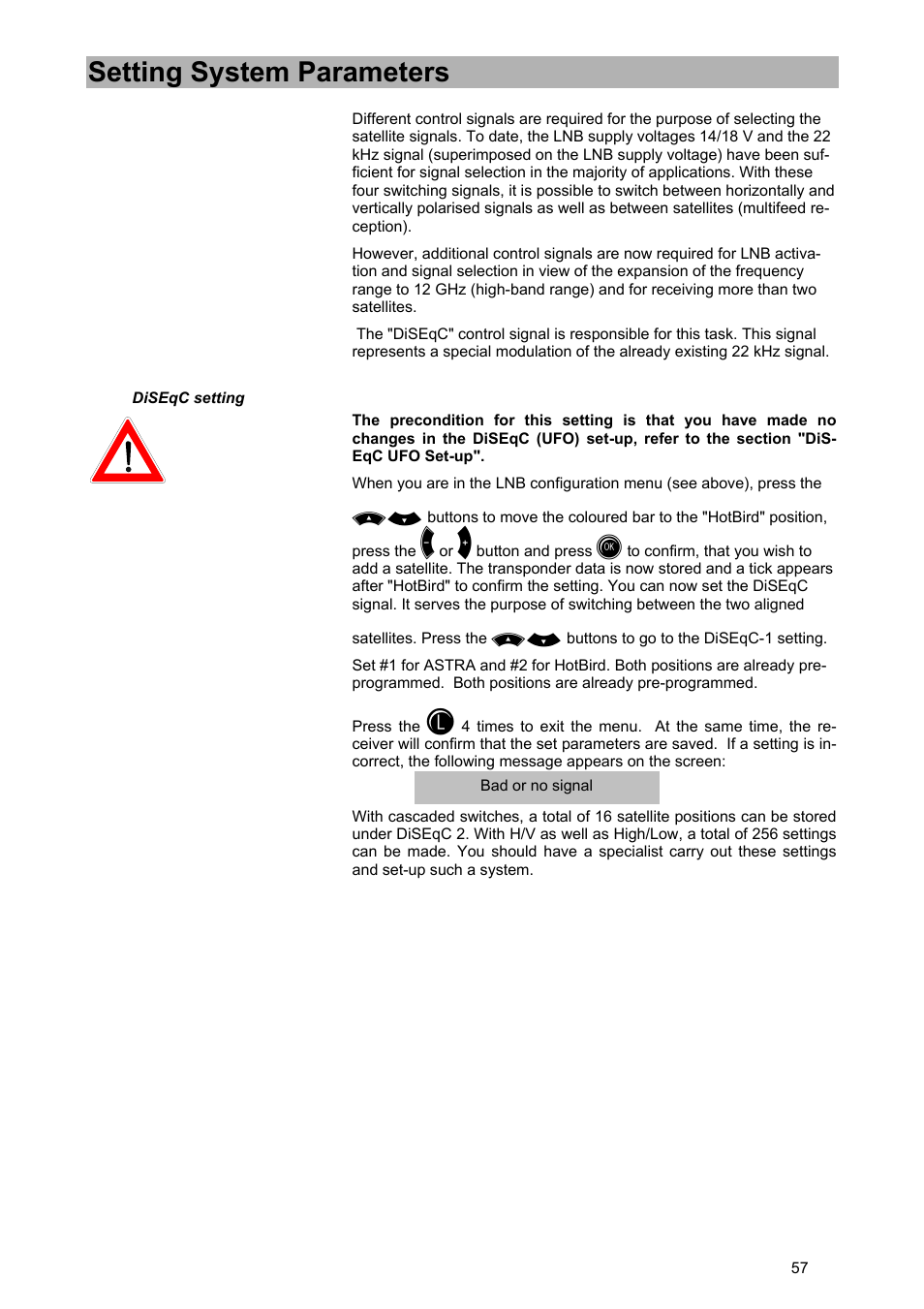 Setting system parameters | Kathrein UFD 540 User Manual | Page 57 / 80