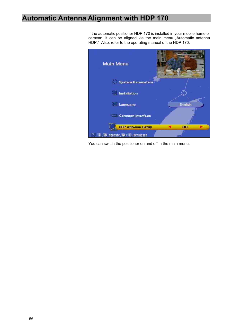 Automatic antenna alignment with hdp 170 | Kathrein UFD 540 User Manual | Page 66 / 80